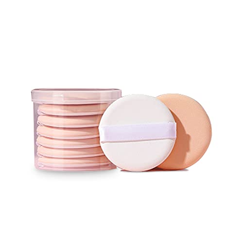 Puderquaste Runde, 7 Stück Make-up Puffs Puder Pads Luftkissen Schwamm Gründung mit Riemen, waschbare Puderquasten mit großem Gesicht für losen Puder, Kosmetik weich Sponge Powder Puffs Cover
