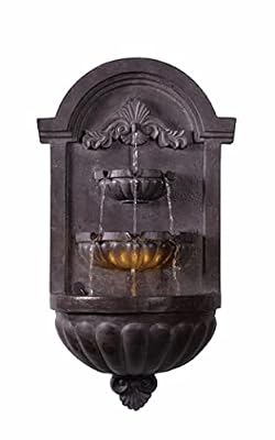 Kenroy Home 51011PLBZ San Pablo Indoor/ Outdoor Wall Fountain with Bronze Finish, Classic Style, 35" Height, 9" Width, 19.5" Depth