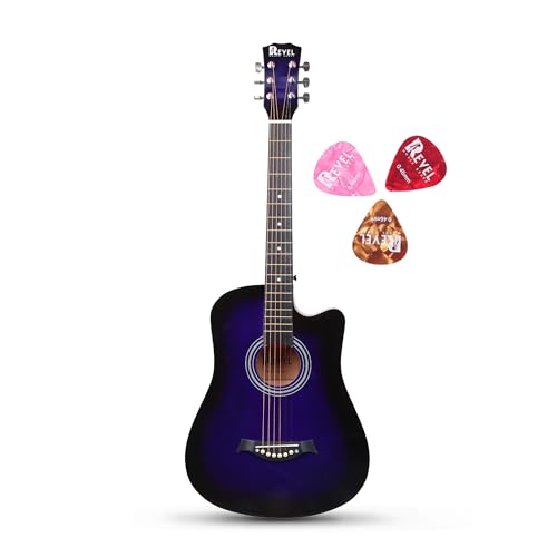 Image of Revel 38 Inch Glossy Acoustic Guitar for Beginners and Professionals with Signature Guitar Feel, Westwood Guitar Style Set with Picks. (VIOLET)