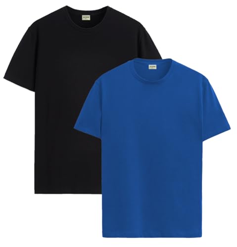 Image of ADRO Men's Cotton Regular Fit Combo Plain Solid T-Shirt Pack of 2