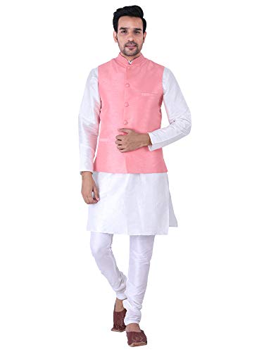 Image of Sadree Silk Men's Kurta Pajama Waistcoat or Nehru Jacket Set