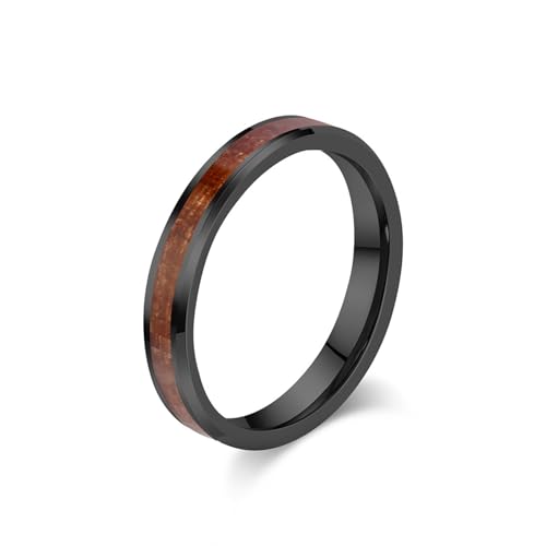 Bague en tungstène alliance de mariage originale en bois noir de 4mm