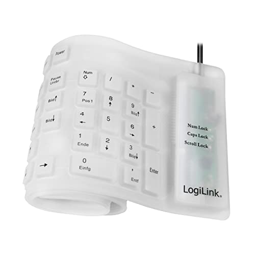 LOGILINK Flexible Silikon-Tastatur, kabelgebunden, weiß