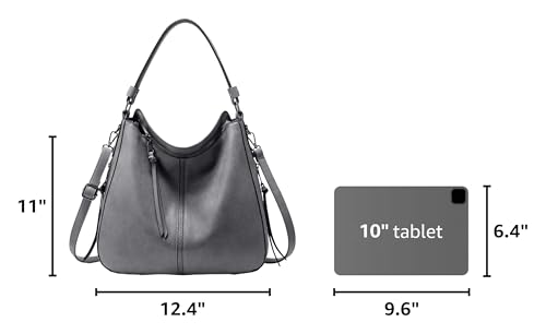 Image of Realer Hobo Crossbody Bags for Women Designer Faux Leather Hobo Handbags Retro Large Size Shoulder Bag Bucket Purse