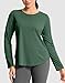 SANTINY Lightweight Long Sleeve Workout Tops for Women Breathable Active Tennis Sports Top Gym Yoga Athletic Running Shirts (Green_L)