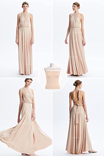 Image of Multi-Way Wrap Infinity Maxi Dress for Bridesmaids & Wedding Guest | 31 Colors for All Wedding Themes, One Size & Plus, 1 Dress for Any Events, Evening, Prom, Gala, Non-See-Through, Wrinkle-Free