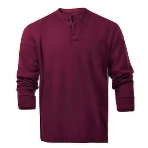 Image of Flame Resistant FR Henley Style T-Shirts, Large, Maroon