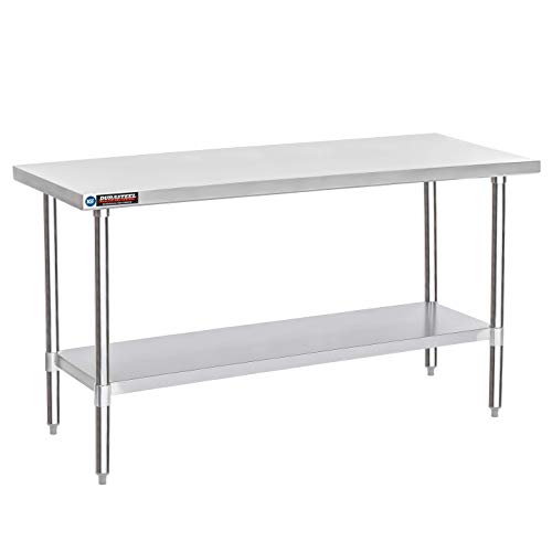 Image of DuraSteel 24x72 Stainless Steel Work Table - NSF Commercial Prep Metal Table w /Adjustable Under Shelf - Kitchen Outdoor Pizza Oven Stand, Garage Workbench, Laundry Utility Worktable - 350 lb Capacity