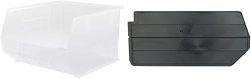 Akro-Mils 30270 AkroBins Contenedores de almacenamiento de plástico (paquete de 3) y separadores de plástico 40270 longitudinales (paquete de 6)