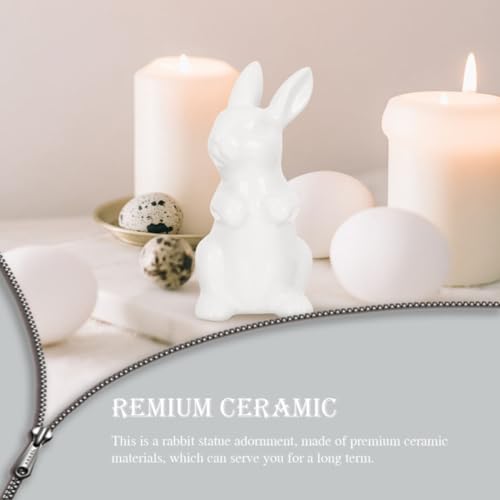 Figurines de lapin de Pâques en céramique blanche (lot de 4) - Décoration de table