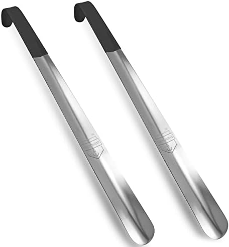 HOUNDSBAY 2 Pack Metal Shoe Horn Long Handle for Men 16.5", Extra Long Shoe Horn for Seniors Women, Giant Shoe Horn for Kids Travel