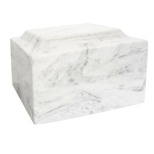 Carrera Classic Cultured Marble by Mackenzie Vault for Silverlight Urns, Light Gray Cremation Urn for Ashes, Adult Sized, Ground Burial, Home Memorial, and Funeral Service