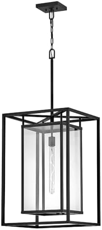 Hinkley Max Extra Large Outdoor Hanging Lantern - Estate Series, Transitional 1-Light, Bulb Included, Clear Glass, Aluminum - Black Finish