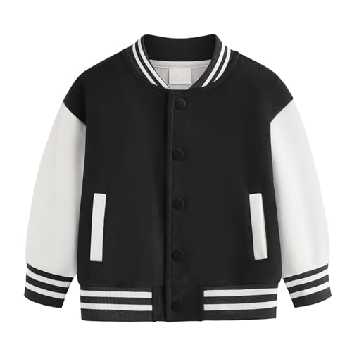 Baby Boy Girl Baseball Varsity Jacket Causal Button Down Letterman Bomber Jacket Lightweight