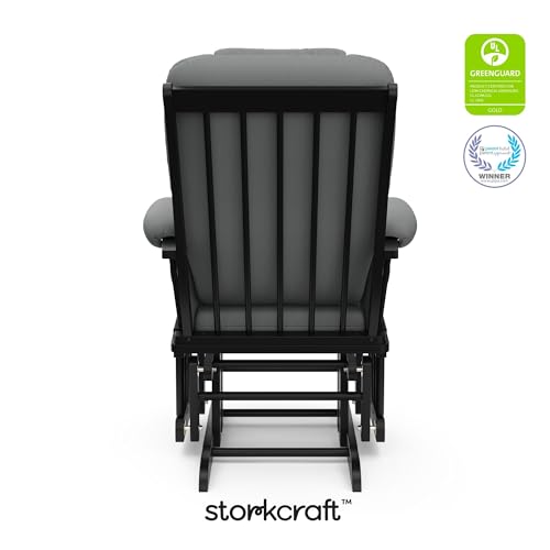 Image of Storkcraft Tuscany Glider and Ottoman with Lumbar Pillow, Black /Gray