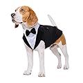 Dog Tuxedo Suit, Dog Clothes Coton Wedding Party Costume Puppy Formal Outfit Festival Shirt Coat Apparel with Detachable Bow Tie Bandana(Black, L)