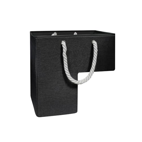 Esoes Organizer multifunzione per scale, in tessuto nero, con manici in cotone, pieghevole per tappeti e scale in legno