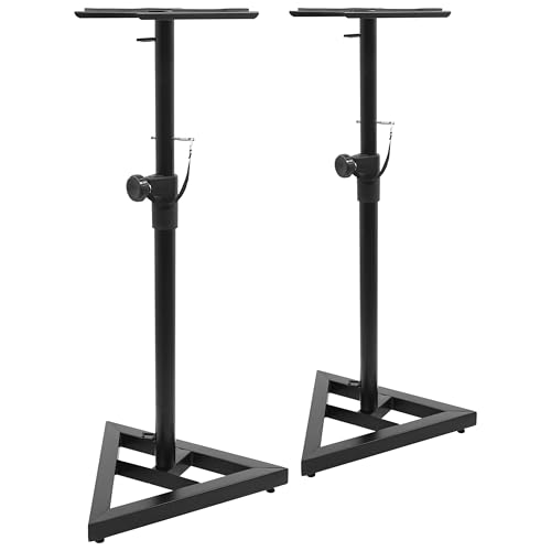 BoomTone DJ MS2 - Pieds d’Enceintes de Monitoring réglables en Acier, avec découplage antivibrations, goupille de sécurité et embase Stable. Parfaits pour Le...