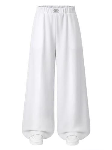 Image of Girls Wide Leg Sweatpants Baggy Pants with Pockets | Elastic Waistband, Side Pockets, Relaxed Silhouette, for School, Travel and Everyday Casual Wear