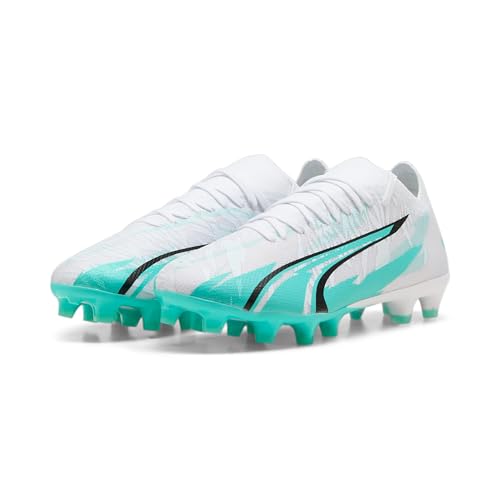 PUMA Tênis feminino Ultra Match Firme, Artificial Ground, Puma Branco elektro Aqua-puma preto, 37