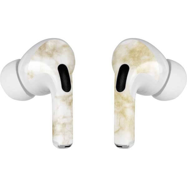 Skinit Decal Audio Skin Compatible with AirPods Pro 2nd Gen - Gold and White Marble Design