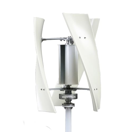 HUIZHITENGDA 12v, Kit de Generador Eólico Vertical Silencioso para Jardín y Hogar de 16000W, Turbina Eólica Vertical de CA Trifásica Pequeña de Maglev de 12V 24V 48V 220V (con Controlador MPPT)
