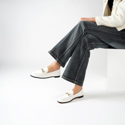 Image of Vertundy Loafers for Women White Penny Loafer Comfortable Slip On Dressy Casual Business Work Office Shoes