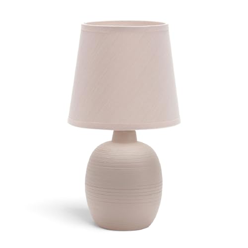 Aigostar - Lámpara de Mesa E14, LED Luz Mesita de Noche, Pantalla de Tela, Lámpara Escritorio Diseño Clasico Vintage para Dormitorio, Estudio, Salon etc
