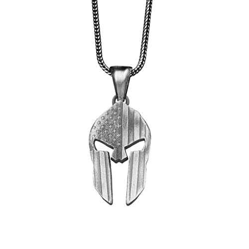 American Flag Necklace, Patriot Necklace Sterling Silver, American Flag Pendant, Spartan Helmet Necklace, Spartan Pendant, Warrior Necklace (ONLY PENDANT)