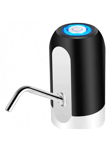 Bomba Elétrica para Galão de Água, Dispensador Automático com LED, USB Recarregável, Preto e Branco, Portátil, para Garrafão de 5-20L