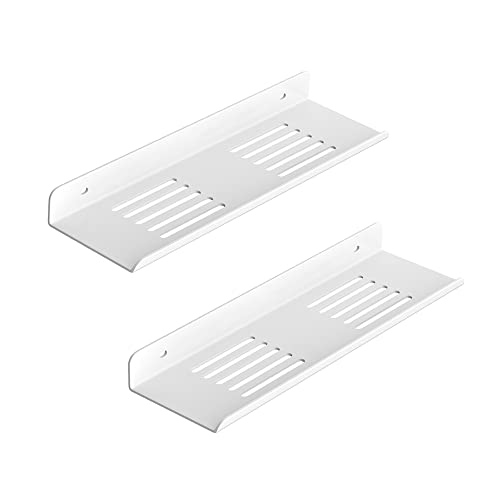 Sdlemeiy Floating Shelves Wall Mounted Bathroom Shelf，Wall Mounted Hanging Shelves，Metal Display Wall Shelf,Wall Mounted，Stainless Steel Material (White-2Pack, 11.9Inch) #TOP4