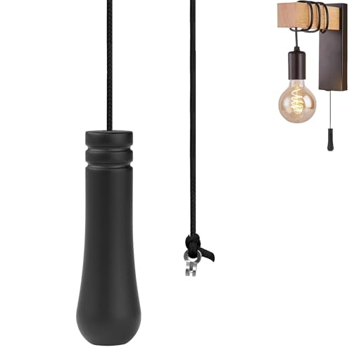CEEGEWW 1 PCS Bathroom Light Pull Cords Handle with 1.5m Black Lights Pull Cord String Bathroom Cord Light Handle String Lights Chain Extension Replacement Ends for Ceiling Fan Switch