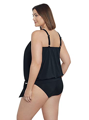 Penbrooke Shape Solver Women's Plus Meshed Up High Neck Blouson Underwire Tankini Top Separate3
