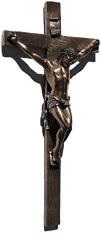 Veronese Design 13 Inch Cold Cast Crucifix Religious Wall Plaque, Bronze Color