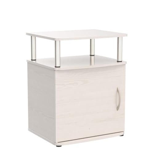 Furinno 215514 Jaya End Side Sofa Table/Nightstand With Door, 2-Pack, White Oak/Stainless Steel Tubes thumb #3