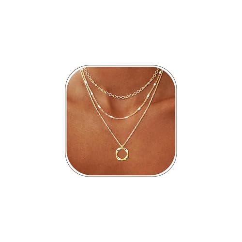 Picuzzy Layered Gold Necklaces for Women, 14K Gold Plated Dainty Stackable Choker Necklaces for...