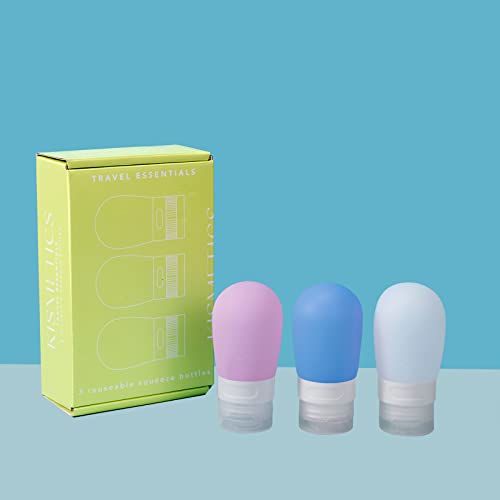 leak proof squeezable silicone travel bottles reusable refillable bottles bulb shape sustainable tsa carry on approved toiletries containers 3pcs 2oz60ml