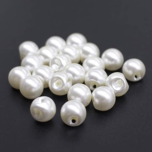 Bhavya Enterprises 50pcs 10mm Pearl Buttons for Sewing Shirt Skirt Dress Sweater Crafts Bulk (with Hole)-picture-26