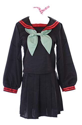Kawaii-Story Disfraz de Uniforme Escolar MN-167 Nezuko Kamado Japón de 4 Piezas para Mujer, Disfraz Cosplay (L), Color Negro