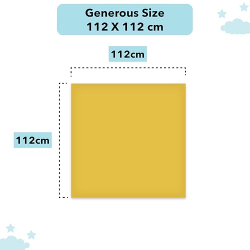 Image of The White Cradle 100% Pure Organic Cotton Baby Swaddle Wrap, Large 112x112 cm Super Soft Muslin, 3 pcs Pack, Solid Set- Blue, Grey, Yellow