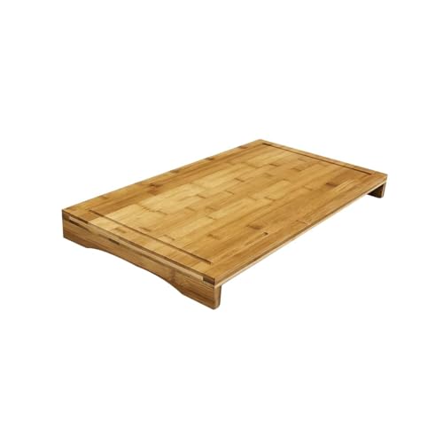Miniatura 6 de Tabla De Cocina De Bambú Xxl 53.8 28 Cm, Cubre Y Protector De Vitrocerámica Elevado, Bandeja De Presentación De Alimentos, Tabla De Cortar Multiusos Con Ranura Antiderrames Para Preparar Y Servir