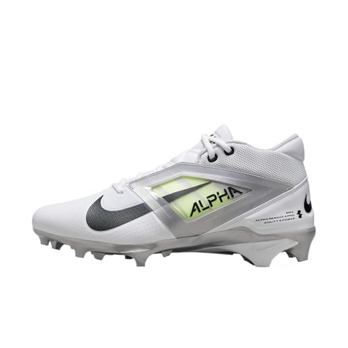 Nike Alpha Menace 4 Pro Football Cleats (FD7037-100, White/Metallic Silver/Photon Dust) Size 10.5