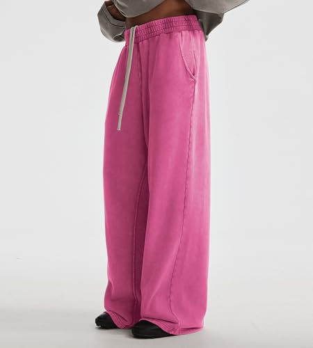 Image of Colorful world Mens Sweatpants Acid Washed Elastic Waist Drawstring Sweat Pants Cotton Baggy Streetwear Pant with Pockets
