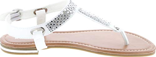 City Classified Women's Lynet Metallic Mesh T-Strap Thong Flat Slingback Sandal,White Patent-Lynet,7.5 #TOP5