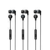 Skullcandy Ink'd+ Auriculares In-Ear Alambricos, Micrófono, Compatibles con Dispositivos Bluetooth y Computadoras, Paquete de 3, Negro