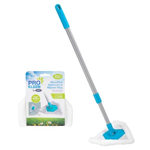 HOMESHOPA Triangle Cleaning Mop, 180° Rotatable Adjustable Microfiber Dust Mop, 76-85cm Extendable Long Handle Dry & Wet Cleaner for Home, Kitchen, Bathroom, Floor, Ceiling, Window (With Refill)