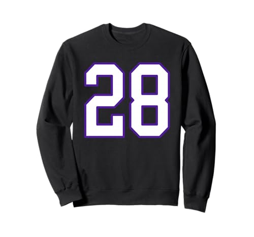 White and Purple Number 28 Jersey Player Uniform #28 Sweatshirt