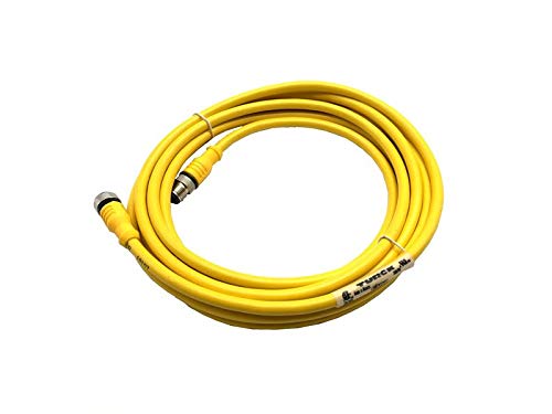 TURCK RKC 4.4T-4-RSC 4.4T NO LEDS, T BARB FITTING, STRAIGHT FEMALE CONNECTOR, M12 EUROFAST, U5266, STRAIGHT MALE CONNECTOR, CORDSET, NICKEL PLATED BRASS COUPLING, 4 METER LENGTH, DOUBLE ENDED, PVC JAC
