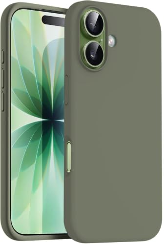 Image of DIZORO Compatible with iPhone 17 Case 6.3, Slim Liquid Silicone 3 Layers Full Covered Soft Gel Rubber Phone Cases Protective Back Cover 6.3 Inch - Olive
