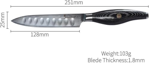 Image of XYJ Professional Damascus Kitchen Knife with Guards Protector,Damascus VG10 Steel Japanese Chef Knives,Meat Vegetable Cutting Knife,Utility Slice Gyuto Knives (5 Inch)